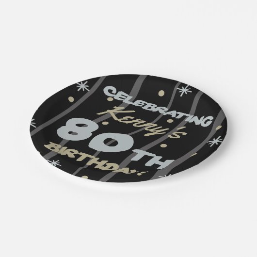 Assiettes En Carton 80th Birthday Party Ajouter votre nom (Angle)