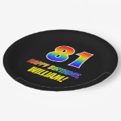 Assiettes En Carton 81e anniversaire : Bold, amusant, simple, arc-en-c (Angle)