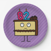 Assiettes En Carton 82e gâteau d'anniversaire aux bougies (Devant)