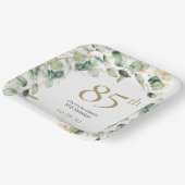 Assiettes En Carton 85e anniversaire Eucalyptus (Angulaire)