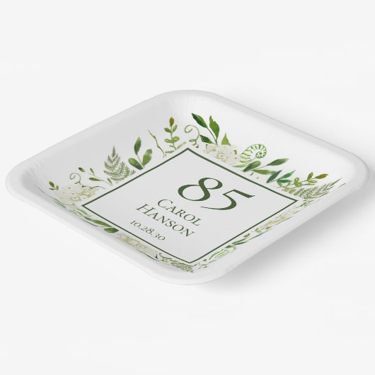 Assiettes En Carton 85e anniversaire Hydrangeas blanches (Angulaire)