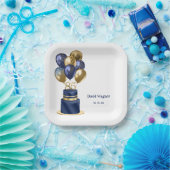 Assiettes En Carton 85e anniversaire Marine Blue Cake (Fête)