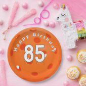 Assiettes En Carton 85e anniversaire Orange Pickleball (Fête)