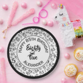 Assiettes En Carton 85e anniversaire Random Number Motif noir/blanc (Fête)