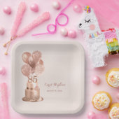 Assiettes En Carton 85e anniversaire Rose Gold Cake plaque papier (Fête)