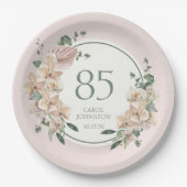 Assiettes En Carton 85e anniversaire Tropical Floral (Devant)