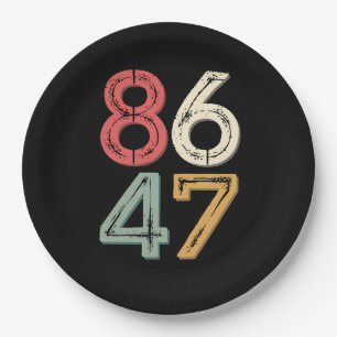 Assiettes En Carton 86 47 Anti Trump Vintage années 80 Style Rétro