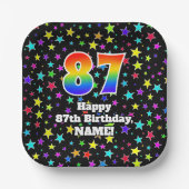 Assiettes En Carton 87ème anniversaire : Fun Stars Motif et Rainbow "8 (Recto)