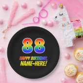 Assiettes En Carton 88e anniversaire : Bold, amusant, simple, arc-en-c (Fête)