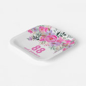 Assiettes En Carton 88e anniversaire rose floral (Angulaire)