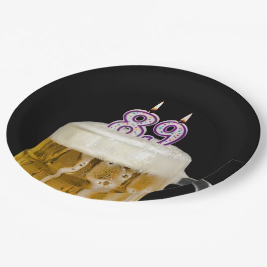 Assiettes En Carton 89e anniversaire Bière sur plaque de papier noir (Angle)
