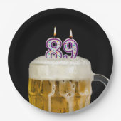 Assiettes En Carton 89e anniversaire Bière sur plaque de papier noir (Devant)