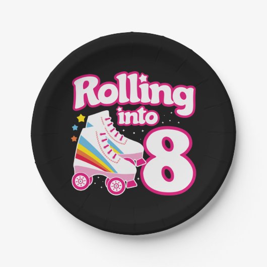 Assiettes En Carton 8 Anniversaire Roller Skate 8 Anniversaire (Devant)