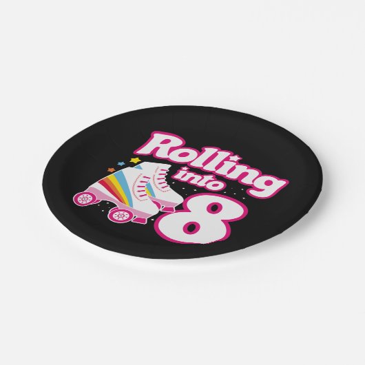 Assiettes En Carton 8 Anniversaire Roller Skate 8 Anniversaire (Angle)