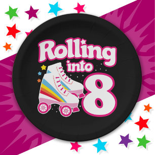Assiettes En Carton 8 Anniversaire Roller Skate 8 Anniversaire