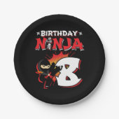 Assiettes En Carton 8 ans Vieux style de bande dessinée Ninja 8e anniv (Devant)