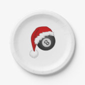 Assiettes En Carton 8 Ball Santa hat Funny noël billard snooker (Devant)