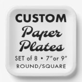 Assiettes En Carton 8 Plaques de papier Carré BBQ personnalisées de 9 (Recto)
