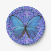 Assiettes En Carton 8 Plaques de papier Papillon bleu/Hydrangée (Devant)