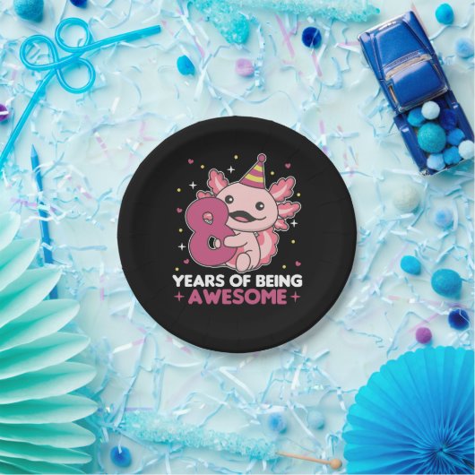 Assiettes En Carton 8e anniversaire Axolotl Huit ans douces Axolotls (Fête)