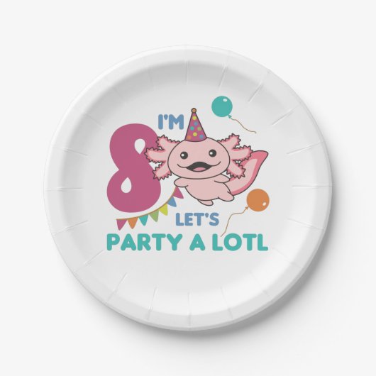 Assiettes En Carton 8e anniversaire Axolotl Huit ans douces Axolotls (Devant)