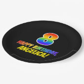 Assiettes En Carton 8e anniversaire : Gras, Amusant, Simple, Arc-en-ci (Angle)