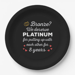 Assiettes En Carton 8ème anniversaire Mariage I - Bronze Funny Couple