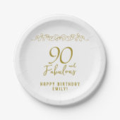 Assiettes En Carton 90 et fabuleux ornement d'or 90e anniversaire (Devant)
