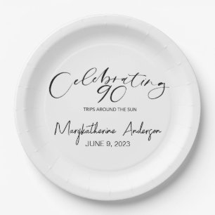 Assiettes En Carton 90 Voyages autour du soleil Anniversaire