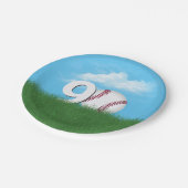 Assiettes En Carton 90e Anniversaire Baseball En Herbe Verte (Angle)