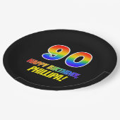 Assiettes En Carton 90e anniversaire : Bold, amusant, simple, arc-en-c (Angle)