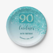 Assiettes En Carton 90e anniversaire Chic Falling Parties scintillant (Devant)