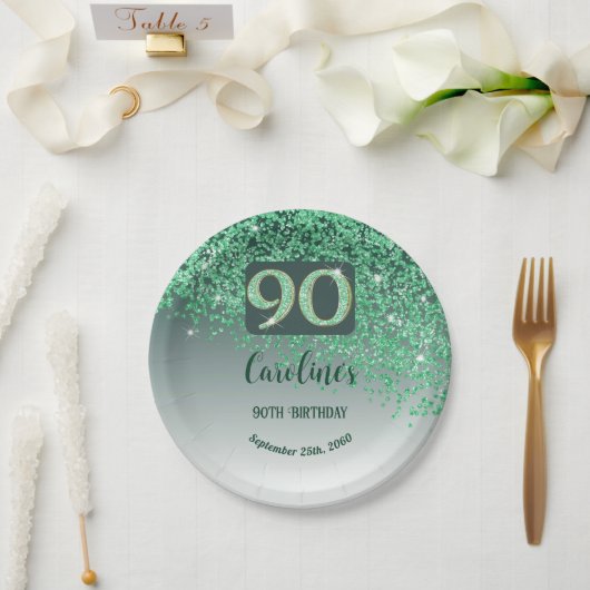 Assiettes En Carton 90e anniversaire Chic Falling Parties scintillant (Mariage)