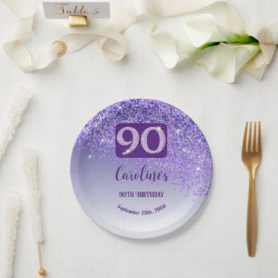 Assiettes En Carton 90e anniversaire Chic Falling Purple Parties scint
