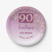 Assiettes En Carton 90e anniversaire Chic Falling Rose Parties scintil (Devant)