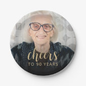 Assiettes En Carton 90e anniversaire de la fête (Devant)