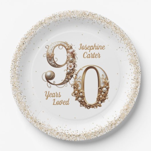 Assiettes En Carton 90e anniversaire Elegant Party (Devant)