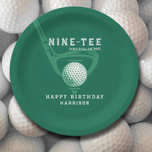 Assiettes En Carton 90e Anniversaire Fête Golf Nom du thème Vert moder