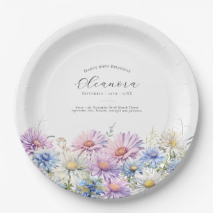 Assiettes En Carton 90e anniversaire Fleur de naissance de septembre