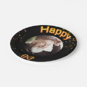 Assiettes En Carton 90e anniversaire photo ballons d'or noir (Angle)