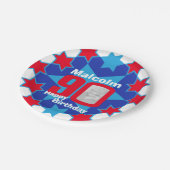 Assiettes En Carton 90e anniversaire photo nom étoile bleue plaque pap (Angle)