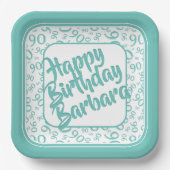 Assiettes En Carton 90e anniversaire Random Number Motif Turquoise Bla (Recto)