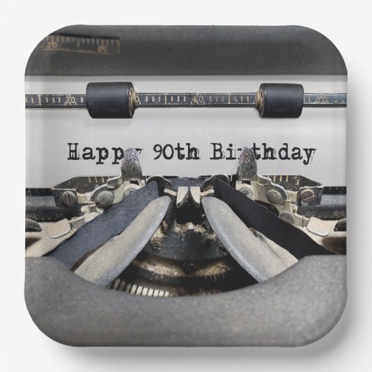 Assiettes En Carton 90e anniversaire Retro Typewriter (Recto)