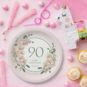 Assiettes En Carton 90e anniversaire Tropical Floral (Fête)