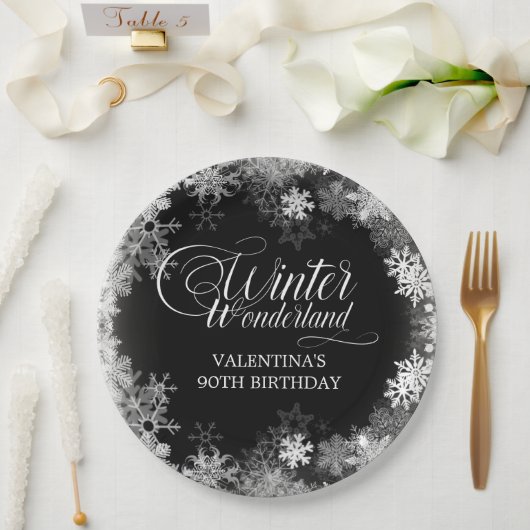 Assiettes En Carton 90e anniversaire Wonderland Winter Wonderland Snow (Mariage)