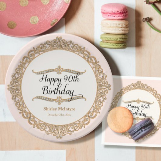 Assiettes En Carton 90e Fête d'anniversaire joyeuse Décor