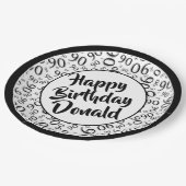 Assiettes En Carton 90e Motif de numéro aléatoire noir/blanc (Angle)