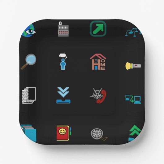 Assiettes En Carton 90s Retro Tech and Web Icon Pattern (Recto)