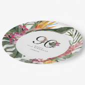 Assiettes En Carton 90th Birthday Simple Elegant Tropical Invitation (Angle)