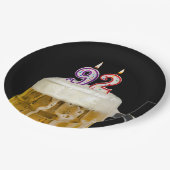 Assiettes En Carton 92e anniversaire Bière sur plaque de papier noir (Angle)